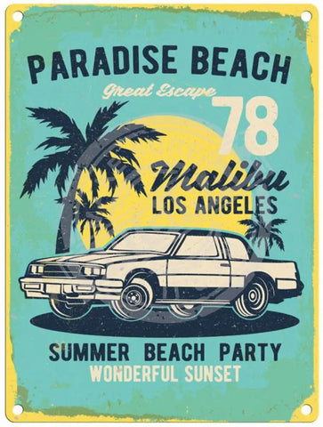 Paradise Beach Malibu metal sign