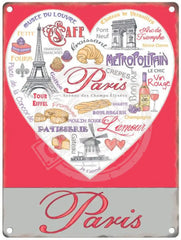 Paris Heart metal sign