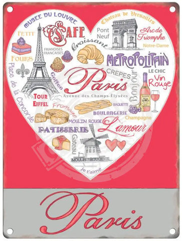 Paris Heart metal sign