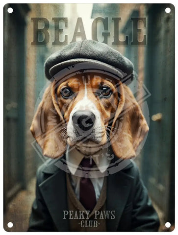 PEAKY PAWS CLUB - Beagle Fridge Magnet Metal Signs