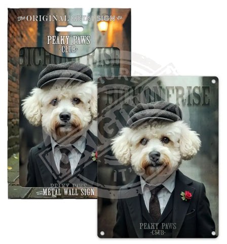 PEAKY PAWS CLUB - Bichon Frise Fridge Magnet Metal Signs