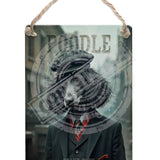 PEAKY PAWS CLUB - Black Poodle Dangler Metal Signs
