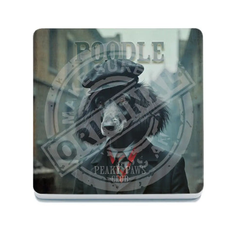 PEAKY PAWS CLUB - Black Poodle Fridge Magnet Metal Signs