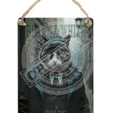 PEAKY PAWS CLUB - Black & White Cat Dangler Metal Signs