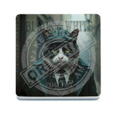 PEAKY PAWS CLUB - Black & White Cat Melamine Coaster Metal Signs