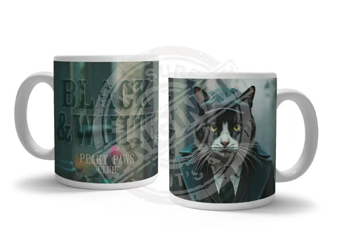 PEAKY PAWS CLUB - Black & White Cat Fridge Magnet Metal Signs