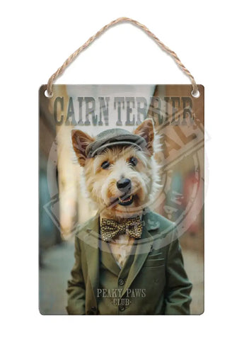 PEAKY PAWS CLUB - Cairn Terrier Fridge Magnet Metal Signs