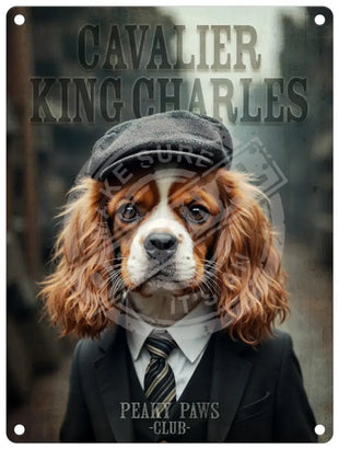 Peaky Paws Club - Cav King Charles Metal Signs