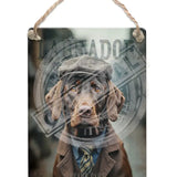 PEAKY PAWS CLUB - Choc Labrador Dangler Metal Signs