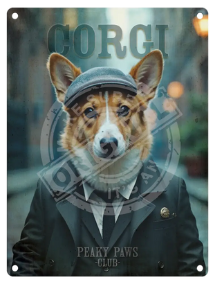 Peaky Paws Club - Corgi Metal Signs