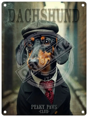 PEAKY PAWS CLUB - Dachsund Fridge Magnet Metal Signs