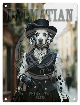PEAKY PAWS CLUB - Dalmation Female Mini Metal Sign 15cm x 20cm Metal Signs
