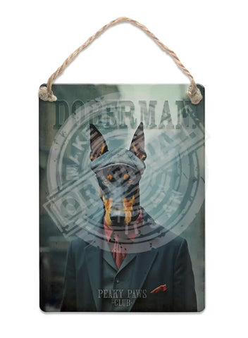 PEAKY PAWS CLUB - Doberman Fridge Magnet Metal Signs