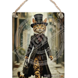 PEAKY PAWS CLUB - FELINE FINE - Bengal Cat Dangler Metal Signs