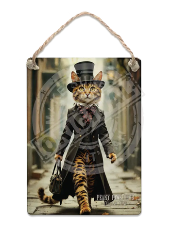 PEAKY PAWS CLUB - FELINE FINE - Bengal Cat Fridge Magnet Metal Signs