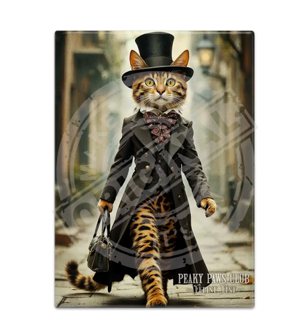 PEAKY PAWS CLUB - FELINE FINE - Bengal Cat Fridge Magnet Metal Signs
