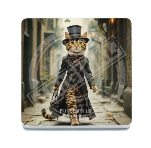 PEAKY PAWS CLUB - FELINE FINE - Bengal Cat Fridge Magnet Metal Signs