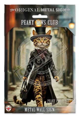 PEAKY PAWS CLUB - FELINE FINE - Bengal Cat Fridge Magnet Metal Signs