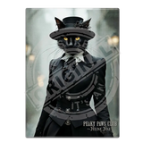PEAKY PAWS CLUB - FELINE FINE - Black Cat Fridge Magnet Metal Signs