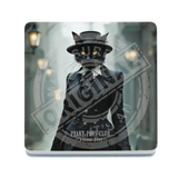 PEAKY PAWS CLUB - FELINE FINE - Black Cat Melamine Coaster Metal Signs