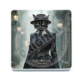 PEAKY PAWS CLUB - FELINE FINE - Black Cat Melamine Coaster Metal Signs