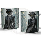 PEAKY PAWS CLUB - FELINE FINE - Black Cat Mug Metal Signs