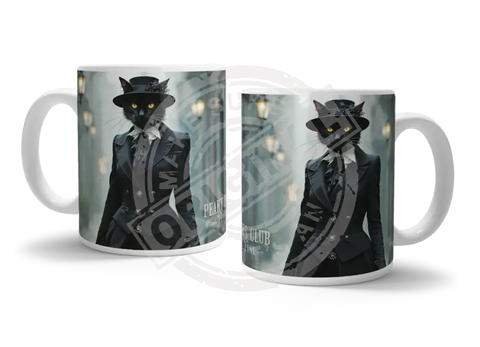 PEAKY PAWS CLUB - FELINE FINE - Black Cat Fridge Magnet Metal Signs