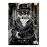 PEAKY PAWS CLUB - FELINE FINE - Black White Cat Fridge Magnet Metal Signs