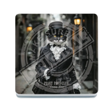 PEAKY PAWS CLUB - FELINE FINE - Black White Cat Melamine Coaster Metal Signs