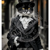 PEAKY PAWS CLUB - FELINE FINE - Black White Cat Mini Metal Sign 15cm x 20cm Metal Signs