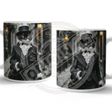 PEAKY PAWS CLUB - FELINE FINE - Black White Cat Mug Metal Signs