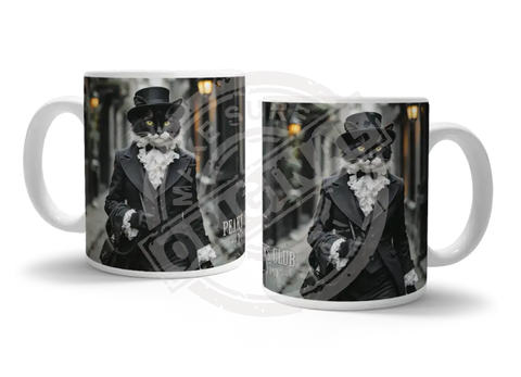 PEAKY PAWS CLUB - FELINE FINE - Black White Cat Fridge Magnet Metal Signs
