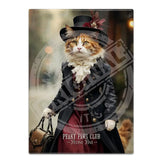 PEAKY PAWS CLUB - FELINE FINE - Calico Cat Fridge Magnet Metal Signs