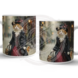 PEAKY PAWS CLUB - FELINE FINE - Calico Cat Mug Metal Signs