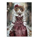 PEAKY PAWS CLUB - FELINE FINE - Calico Cat Pink Dress Fridge Magnet Metal Signs