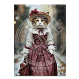 PEAKY PAWS CLUB - FELINE FINE - Calico Cat Pink Dress Fridge Magnet Metal Signs