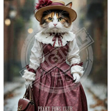 PEAKY PAWS CLUB - FELINE FINE - Calico Cat Pink Dress Mini Metal Sign 15cm x 20cm Metal Signs