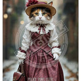 PEAKY PAWS CLUB - FELINE FINE - Calico Cat Pink Dress Mini Metal Sign 15cm x 20cm Metal Signs