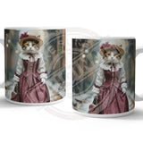 PEAKY PAWS CLUB - FELINE FINE - Calico Cat Pink Dress Mug Metal Signs