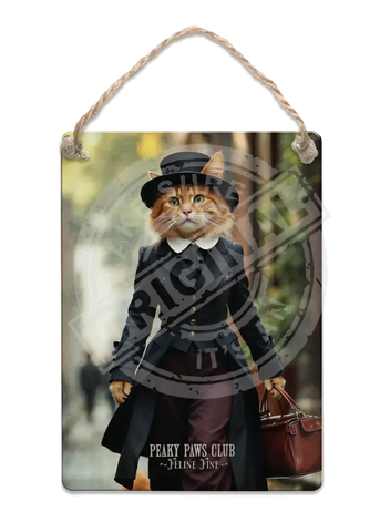 PEAKY PAWS CLUB - FELINE FINE - Ginger Cat With Bag Fridge Magnet Metal Signs