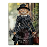 PEAKY PAWS CLUB - FELINE FINE - Ginger Cat With Bag Fridge Magnet Metal Signs