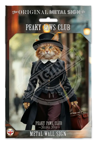 PEAKY PAWS CLUB - FELINE FINE - Ginger Cat With Bag Fridge Magnet Metal Signs