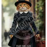 PEAKY PAWS CLUB - FELINE FINE - Ginger Cat With Bag Mini Metal Sign 15cm x 20cm Metal Signs
