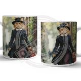 PEAKY PAWS CLUB - FELINE FINE - Ginger Cat With Bag Mug Metal Signs