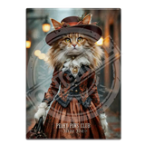 PEAKY PAWS CLUB - FELINE FINE - Ginger LaPerm Cat Fridge Magnet Metal Signs