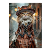 PEAKY PAWS CLUB - FELINE FINE - Ginger LaPerm Cat Fridge Magnet Metal Signs