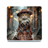 PEAKY PAWS CLUB - FELINE FINE - Ginger LaPerm Cat Melamine Coaster Metal Signs