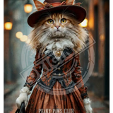 PEAKY PAWS CLUB - FELINE FINE - Ginger LaPerm Cat Metal Signs