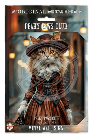 PEAKY PAWS CLUB - FELINE FINE - Ginger LaPerm Cat Fridge Magnet Metal Signs