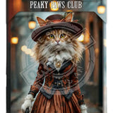 PEAKY PAWS CLUB - FELINE FINE - Ginger LaPerm Cat Mini Metal Sign 15cm x 20cm Metal Signs